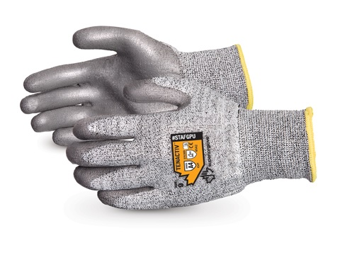 GLOVE KNIT BLEND SHELL;GRAY PU COATING 13 GAUGE - Latex, Supported